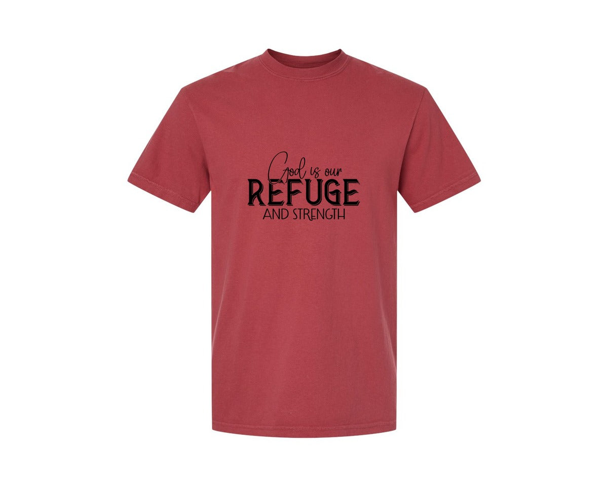 brand:Comfort Colors|color:Chili|God Is Our Refuge And Strength Sleeve Sv Graphic T-Shirt