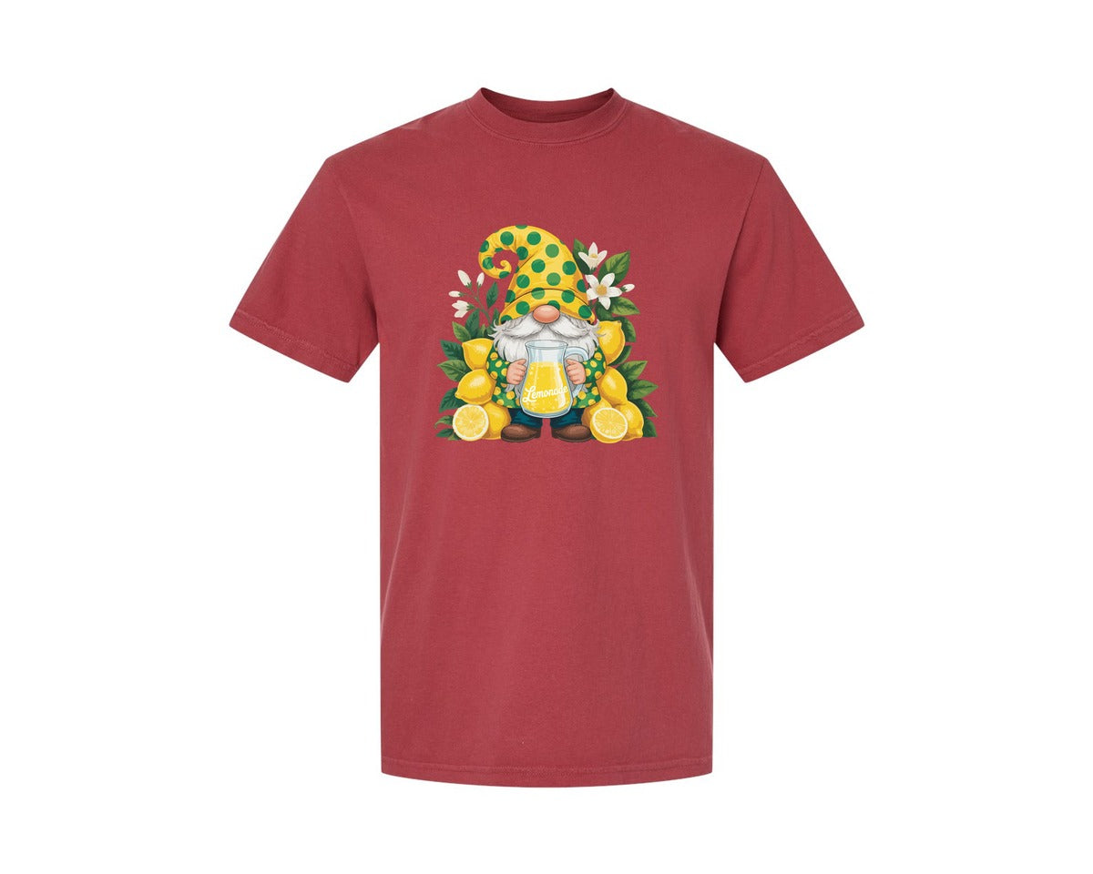 brand:Comfort Colors|color:Chili|Lemonade Gnome Summer Cute Art Graphic T-Shirt