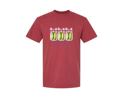 brand:Comfort Colors|color:Chili|Coquette Dill With It Funny Pickle Graphic T-Shirt