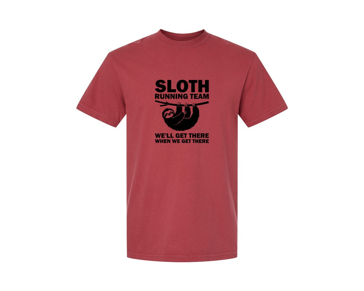 brand:Comfort Colors|color:Chili|Sloth Running Team T Shirt 2 Graphic T-Shirt