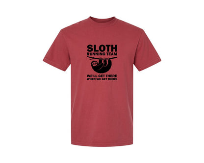 brand:Comfort Colors|color:Chili|Sloth Running Team T Shirt 2 Graphic T-Shirt