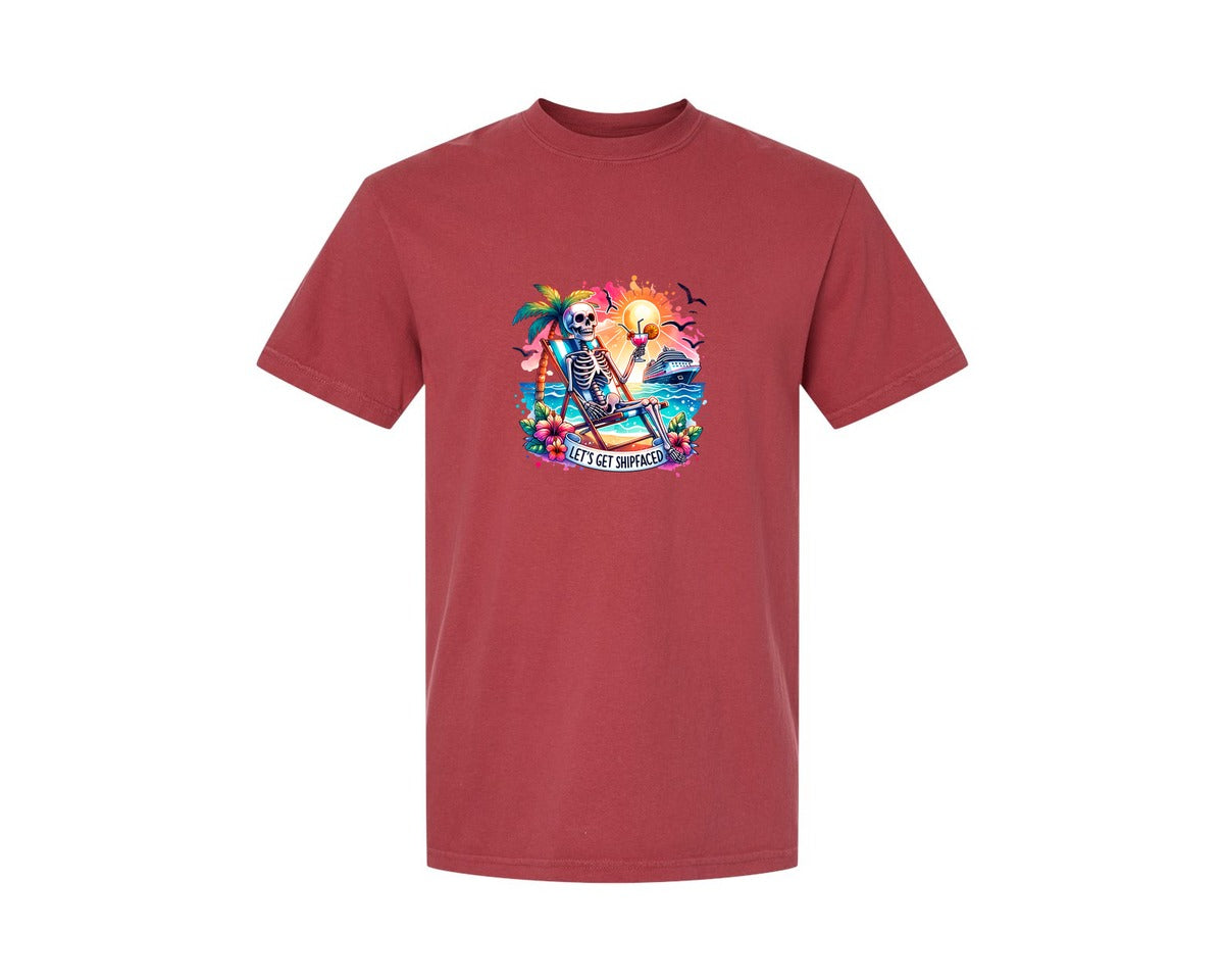 brand:Comfort Colors|color:Chili|Cruise Skeleton Funny Graphic T-Shirt