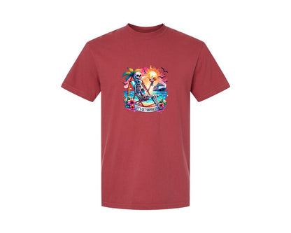brand:Comfort Colors|color:Chili|Cruise Skeleton Funny Graphic T-Shirt
