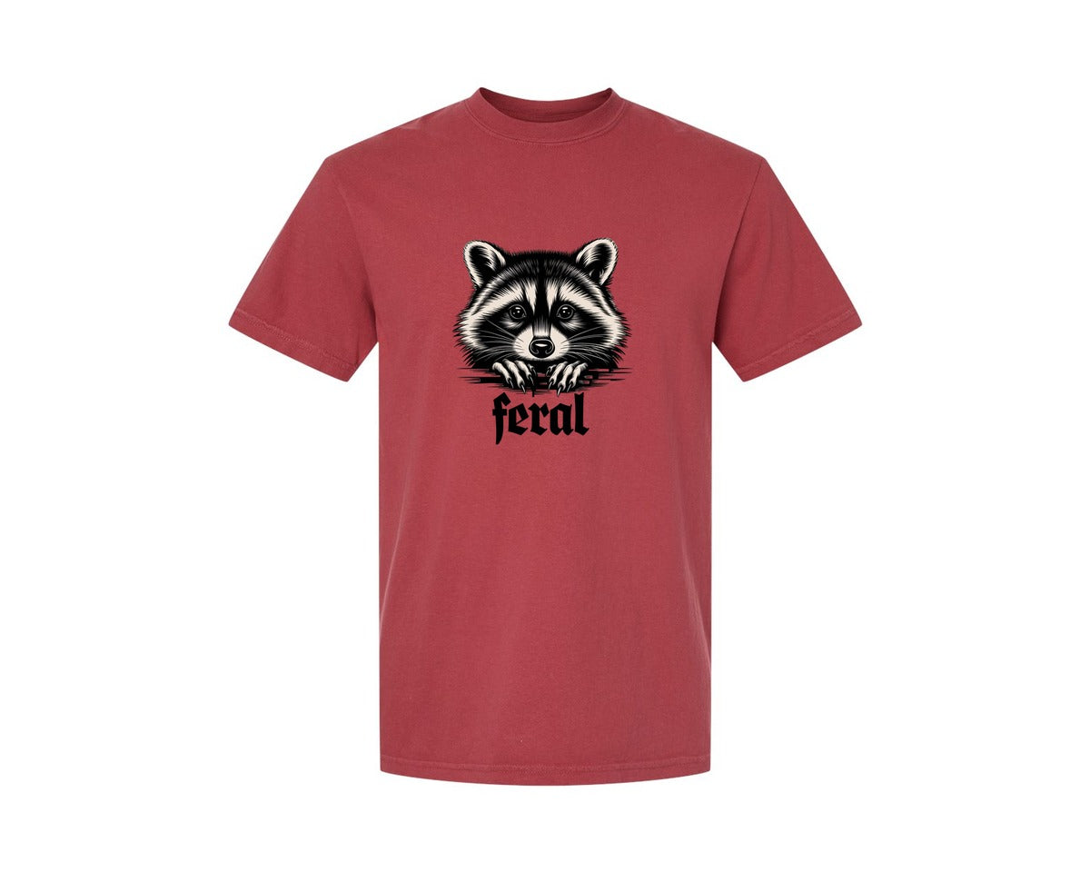 brand:Comfort Colors|color:Chili|Feral Raccoon Gothic Grunge Wild Graphic T-Shirt