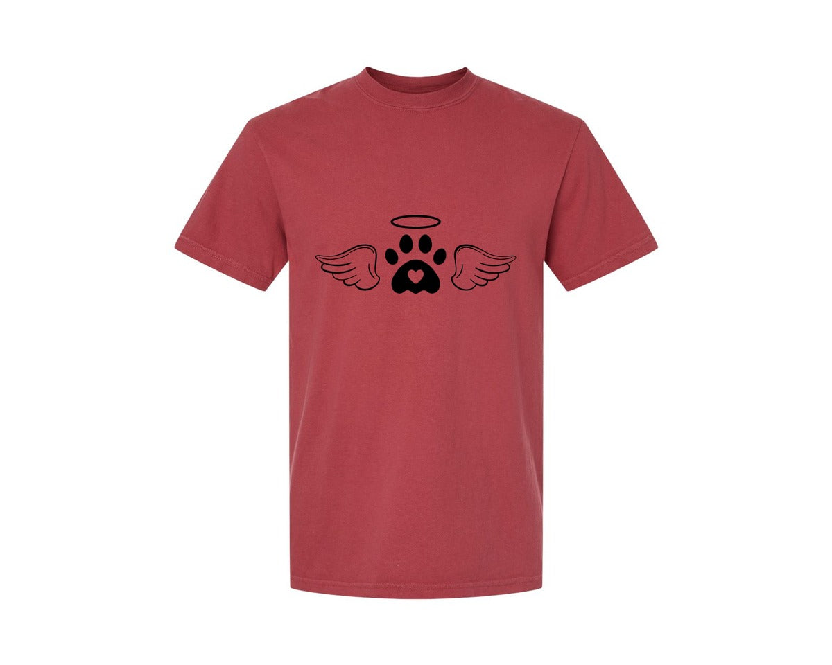 brand:Comfort Colors|color:Chili|Dog Angel Wings Memorial Graphic T-Shirt