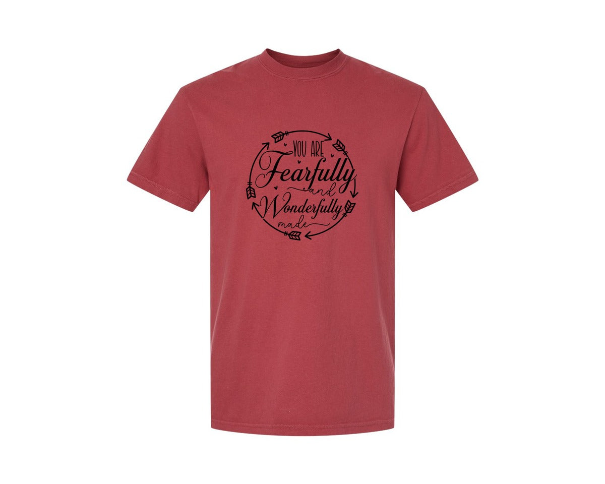brand:Comfort Colors|color:Chili|You Are Fearfully And Sleeve Design Graphic T-Shirt
