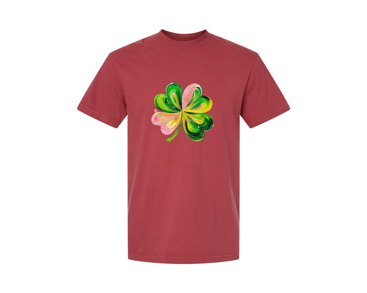 brand:Comfort Colors|color:Chili|Brushstroke Shamrock Graphic T-Shirt