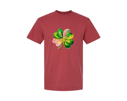 brand:Comfort Colors|color:Chili|Brushstroke Shamrock Graphic T-Shirt