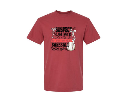 brand:Comfort Colors|color:Chili|Baseball Bow Mom Quote Retro Distressed Graphic T-Shirt