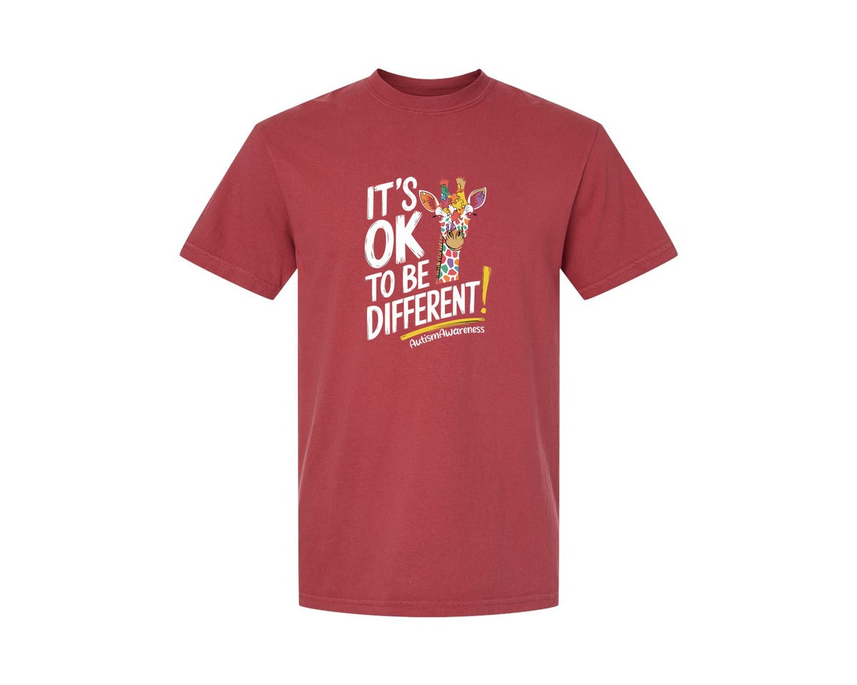 brand:Comfort Colors|color:Chili|Its Ok To Be Different Autism Awareness 17 Graphic T-Shirt