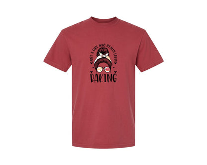 brand:Comfort Colors|color:Chili|Baking Girl Hair Bow Sunglasses Graphic T-Shirt