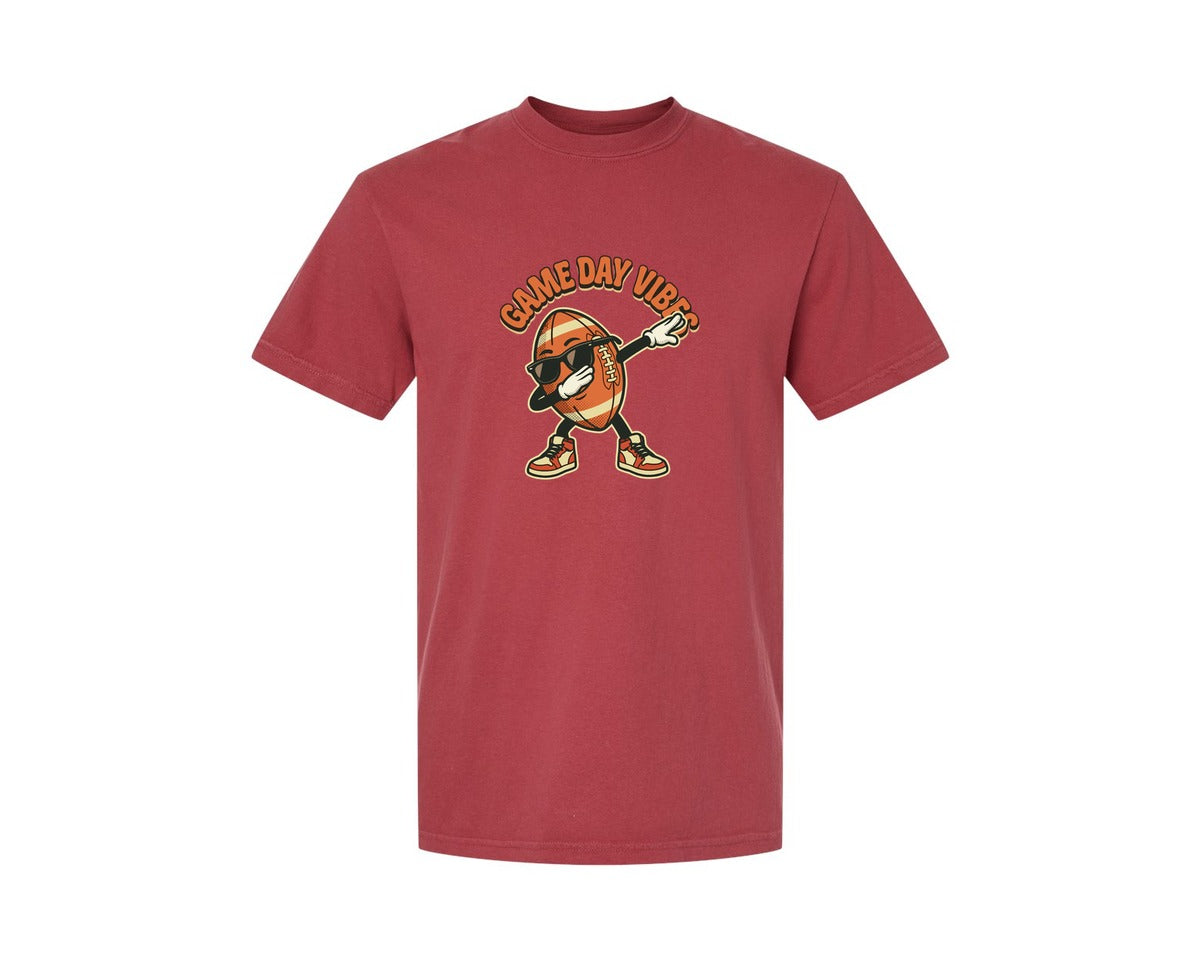 brand:Comfort Colors|color:Chili|Dabbing Football Game Day Vibes Retro Graphic T-Shirt