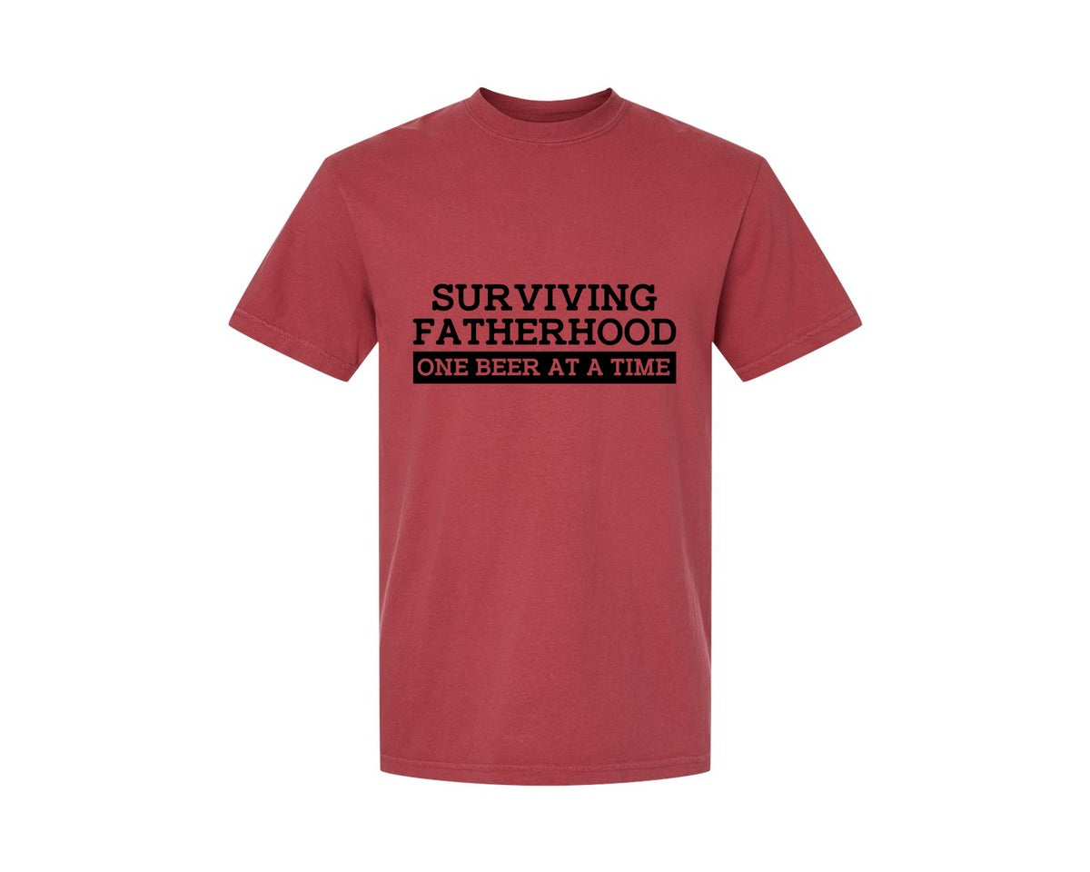 brand:Comfort Colors|color:Chili|Surviving Fatherhood Mens T Shirt Graphic T-Shirt