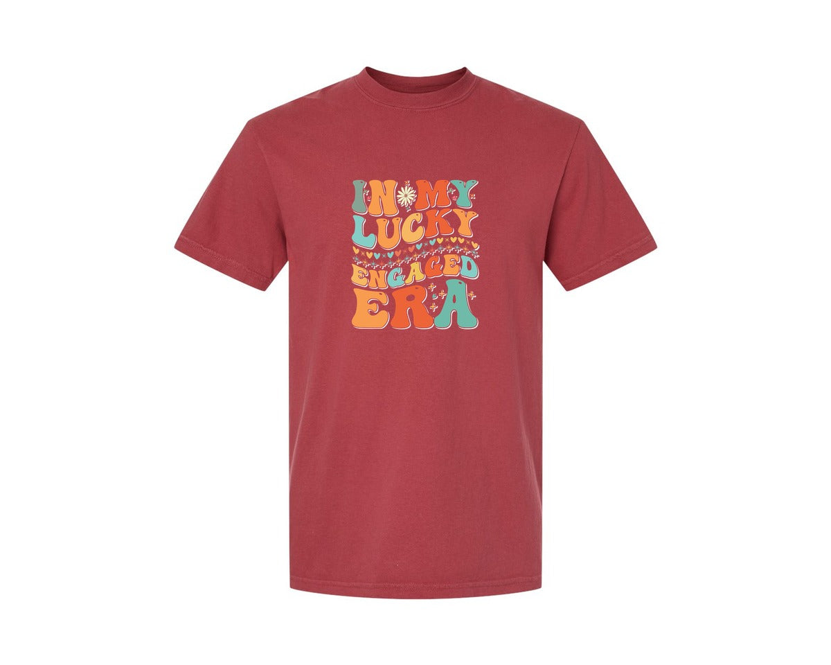brand:Comfort Colors|color:Chili|In My Lucky Engaged Era 2 Graphic T-Shirt