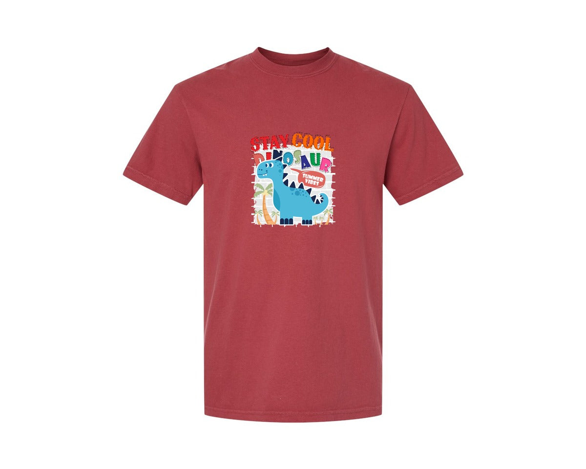 brand:Comfort Colors|color:Chili|Cute Dinosaur Cartoon T Shirt Design Graphic T-Shirt