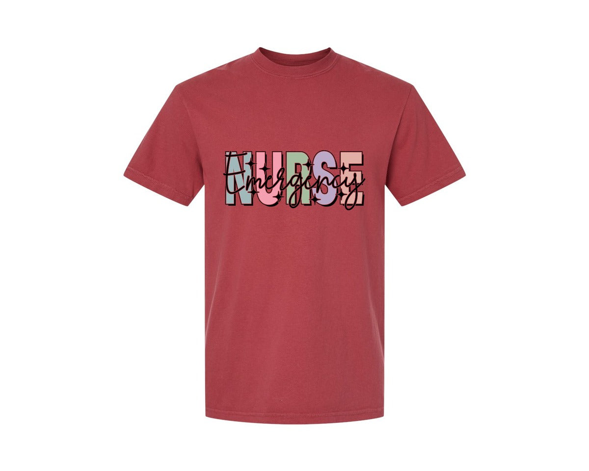 brand:Comfort Colors|color:Chili|Er Nurse Design Emergency Nurse Graphic T-Shirt