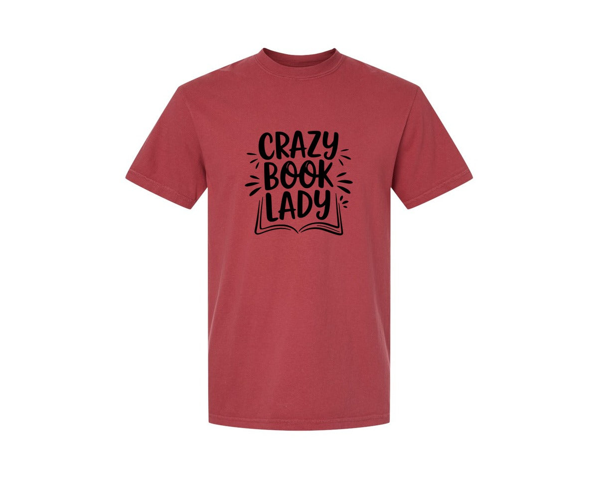 brand:Comfort Colors|color:Chili|Crazy Book Lady T Shirt Design 4 Graphic T-Shirt