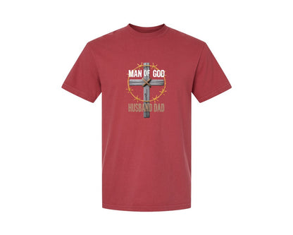 brand:Comfort Colors|color:Chili|Man Of God Barbed Wire Halo Graphic T-Shirt