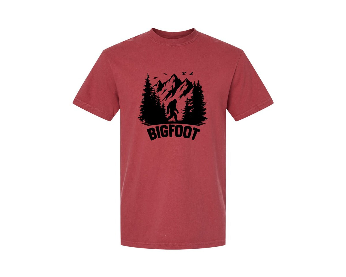 brand:Comfort Colors|color:Chili|Retro Bigfoot Silhouette Pixel Art Graphic T-Shirt