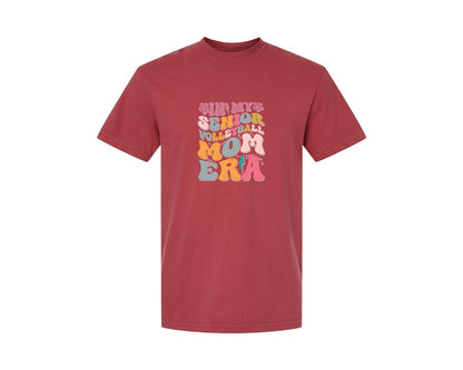 brand:Comfort Colors|color:Chili|In My Senior Volleyball Mom Era Graphic T-Shirt
