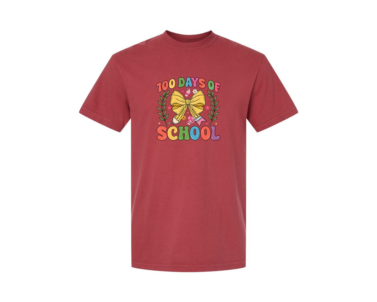 brand:Comfort Colors|color:Chili|100 Days Of School Coquette 38 Graphic T-Shirt