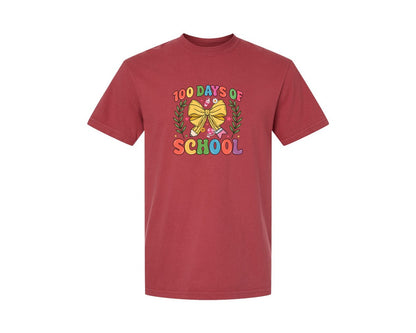 brand:Comfort Colors|color:Chili|100 Days Of School Coquette 38 Graphic T-Shirt