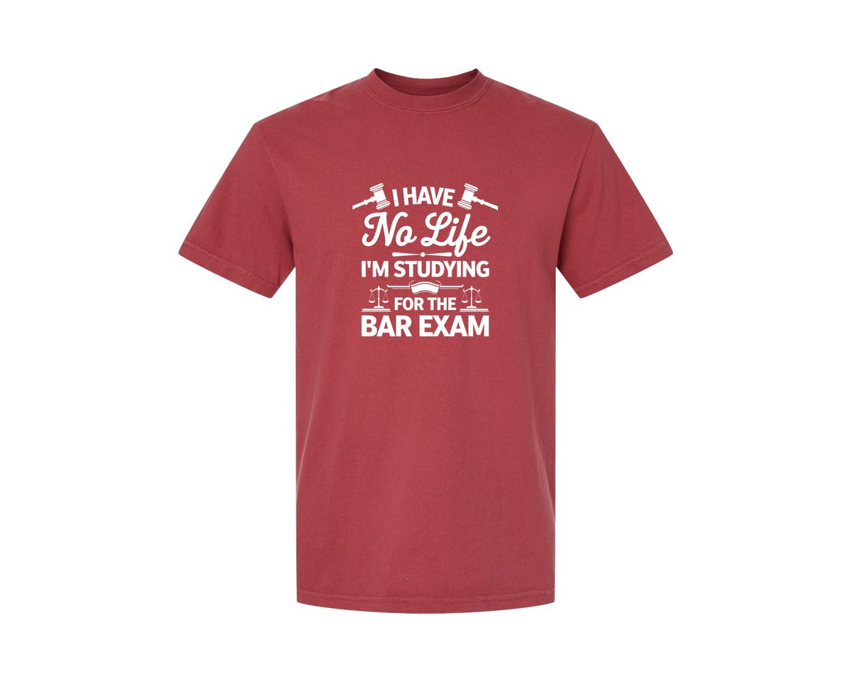 brand:Comfort Colors|color:Chili|I Have No Life Bar Exam Law School Graphic T-Shirt