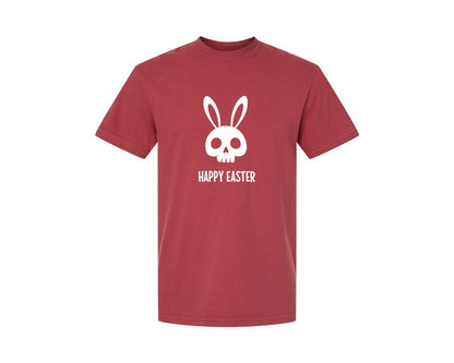 brand:Comfort Colors|color:Chili|Gothic Creepy Easter Bunny Skull Irony Graphic T-Shirt