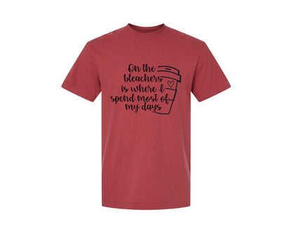brand:Comfort Colors|color:Chili|On The Bleachers Sports Mom Graphic T-Shirt