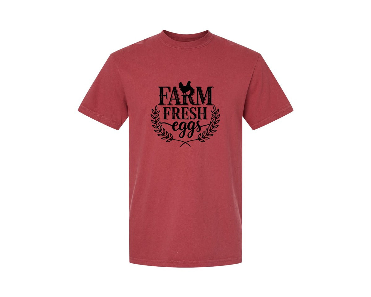 brand:Comfort Colors|color:Chili|Farm Fresh Eggs T Shirt Design Silhouet Graphic T-Shirt