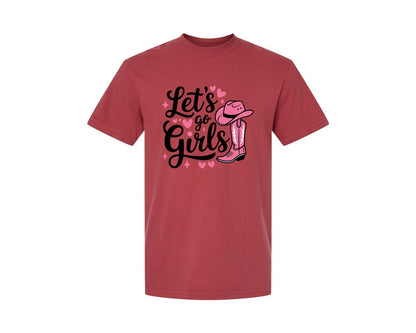 brand:Comfort Colors|color:Chili|Lets Go Girls Western Cowgirl Graphic T-Shirt