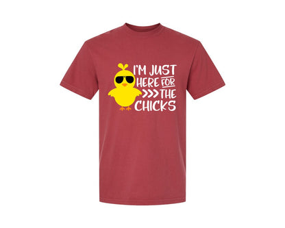 brand:Comfort Colors|color:Chili|I Am Just Here For The Chicks 4 Graphic T-Shirt