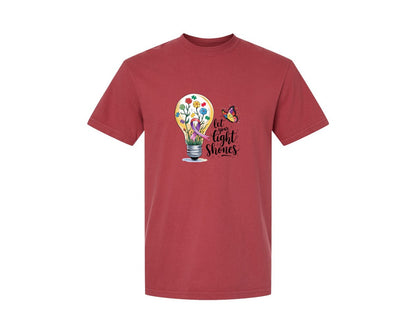 brand:Comfort Colors|color:Chili|Autism Awareness Let Your Light Shine Graphic T-Shirt