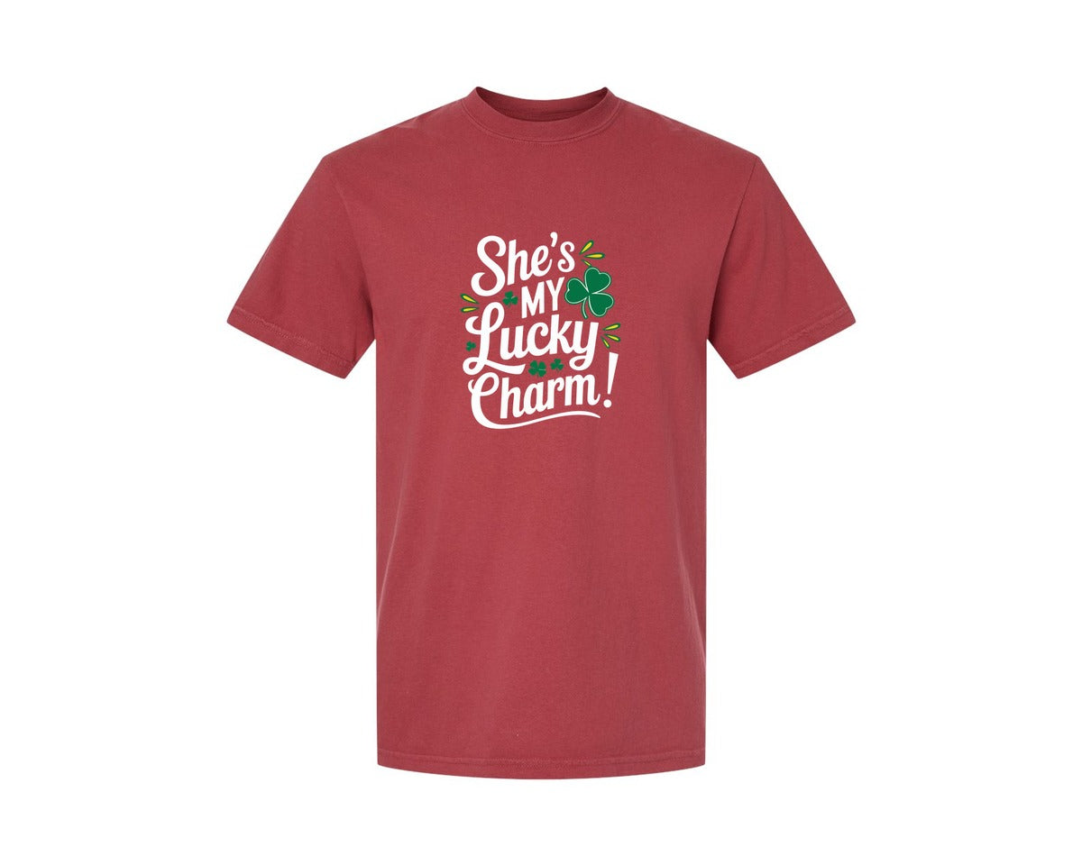 brand:Comfort Colors|color:Chili|Shes My Lucky Charm St Patricks Day 2 Graphic T-Shirt