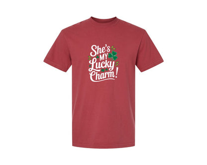 brand:Comfort Colors|color:Chili|Shes My Lucky Charm St Patricks Day 2 Graphic T-Shirt