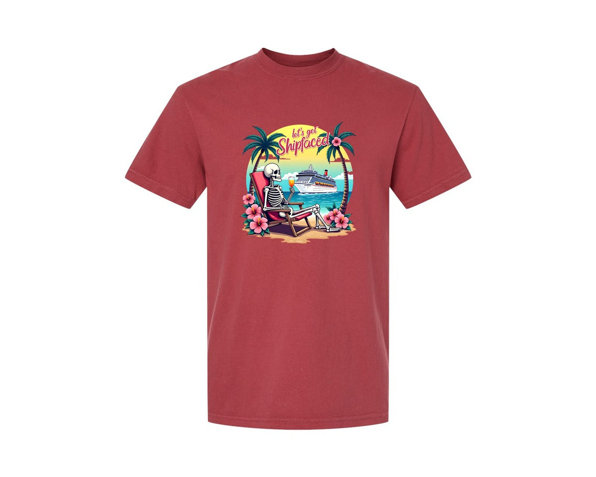 brand:Comfort Colors|color:Chili|Cruise Lets Get Shipfaced Graphic T-Shirt
