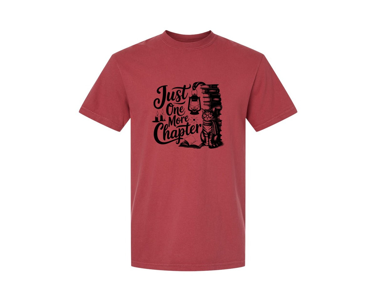 brand:Comfort Colors|color:Chili|Just One More Chapter T Shirt Design Graphic T-Shirt