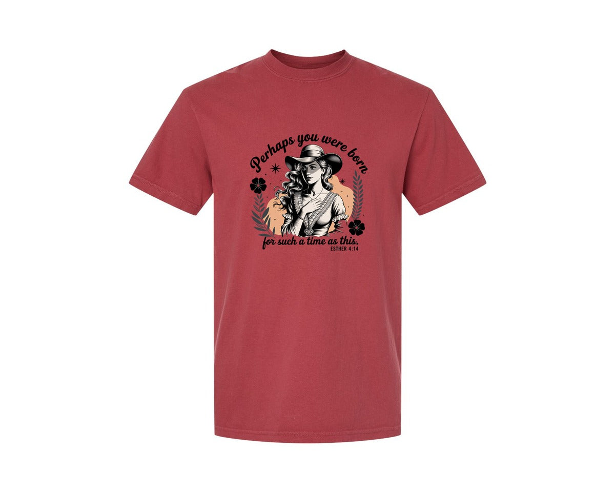 brand:Comfort Colors|color:Chili|Perhaps You Were Born Christian 3 Graphic T-Shirt