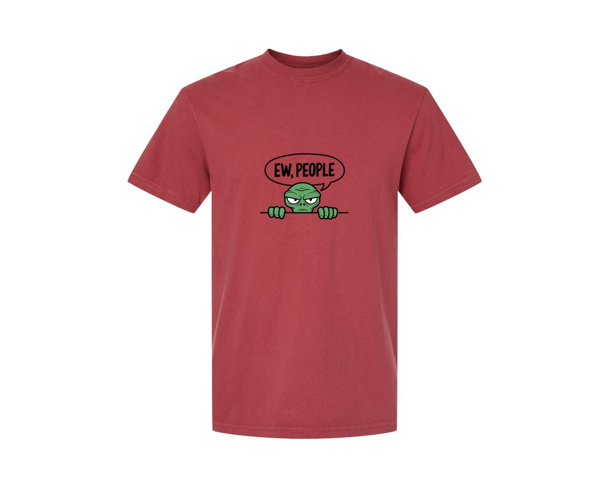brand:Comfort Colors|color:Chili|Ew People Alien Ufo T Shirt Design Graphic T-Shirt