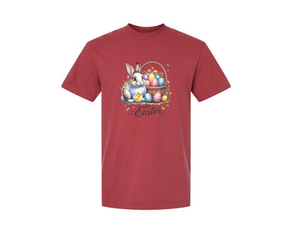 brand:Comfort Colors|color:Chili|Happy Easter Bunny Eggs 5 Graphic T-Shirt