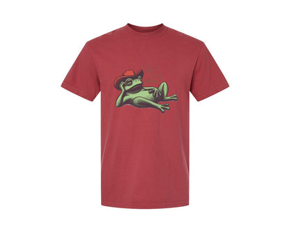 brand:Comfort Colors|color:Chili|Drama Frog Funny Cowboy Aesthetic Graphic T-Shirt