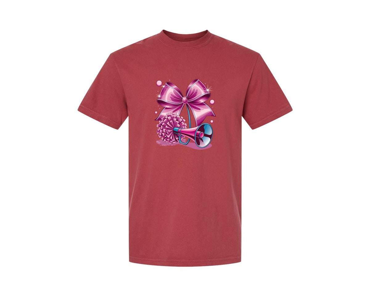 brand:Comfort Colors|color:Chili|Cheerleading Bow Pom Poms Graphic T-Shirt