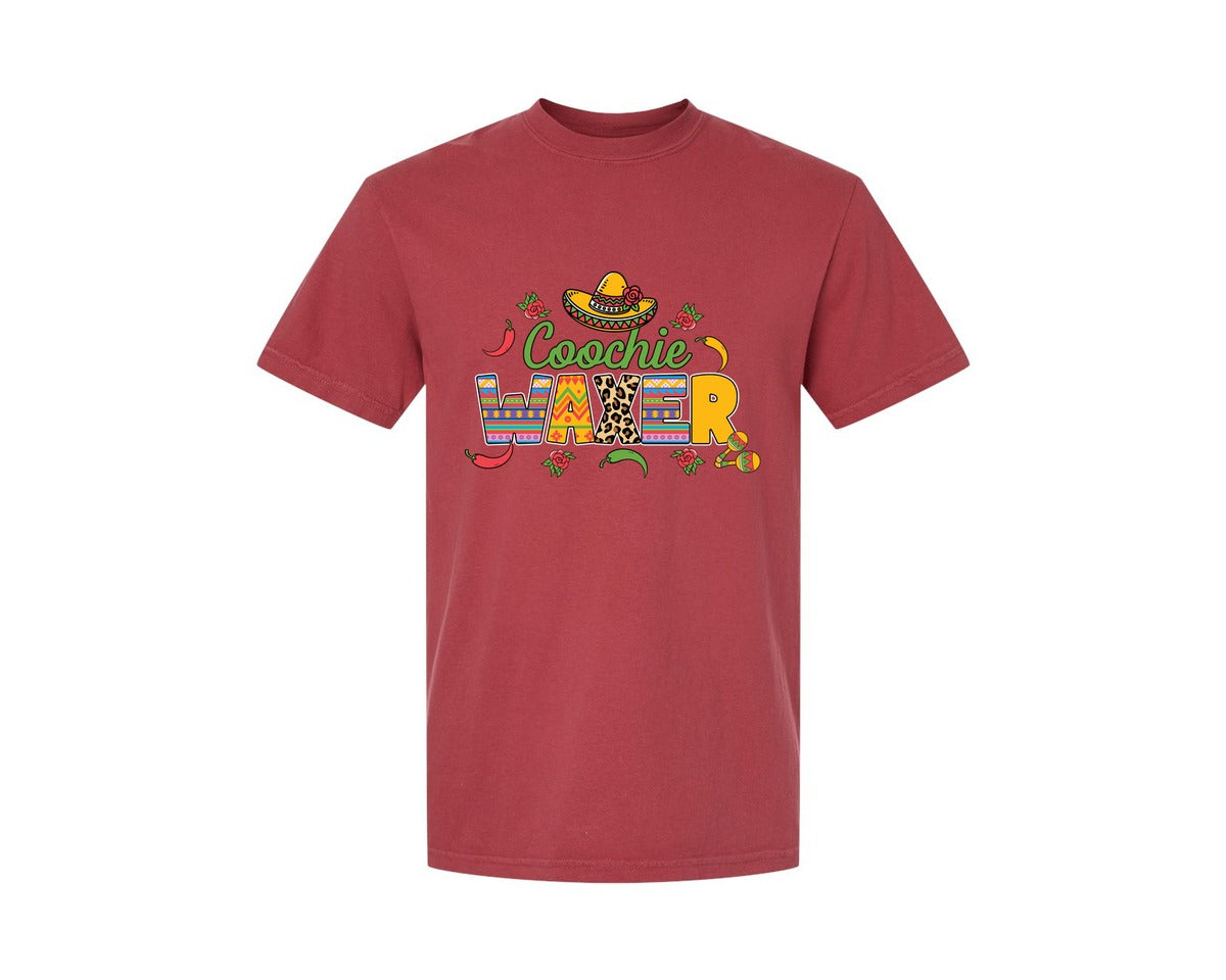 brand:Comfort Colors|color:Chili|Cinco De Mayo Coochie Waxer Mexico Graphic T-Shirt