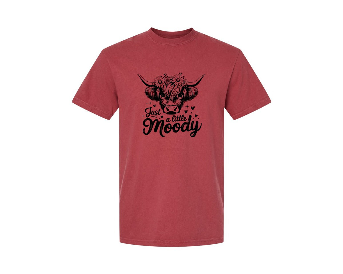 brand:Comfort Colors|color:Chili|Just A Little Moody T Shirt Design Graphic T-Shirt