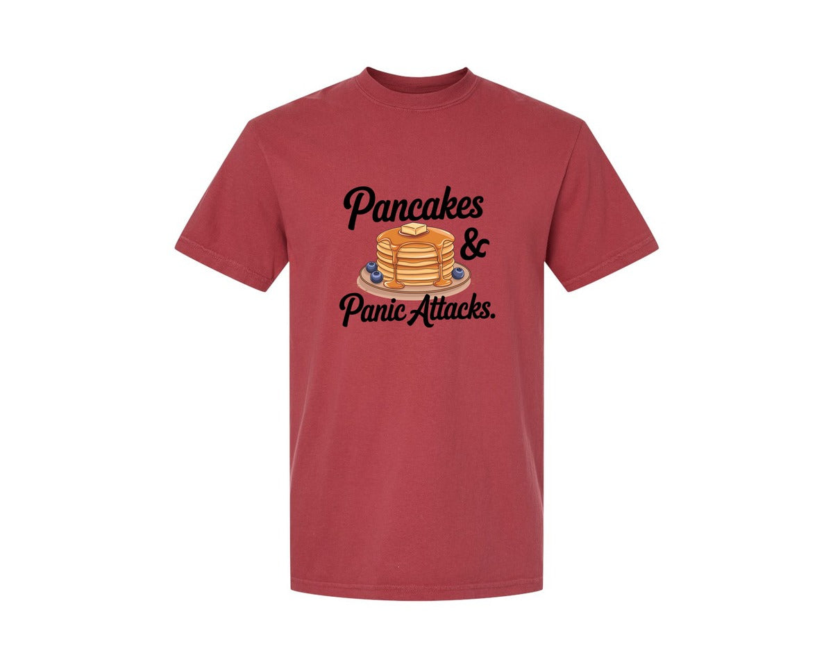 brand:Comfort Colors|color:Chili|Pancakes Panic Attacks Graphic T-Shirt