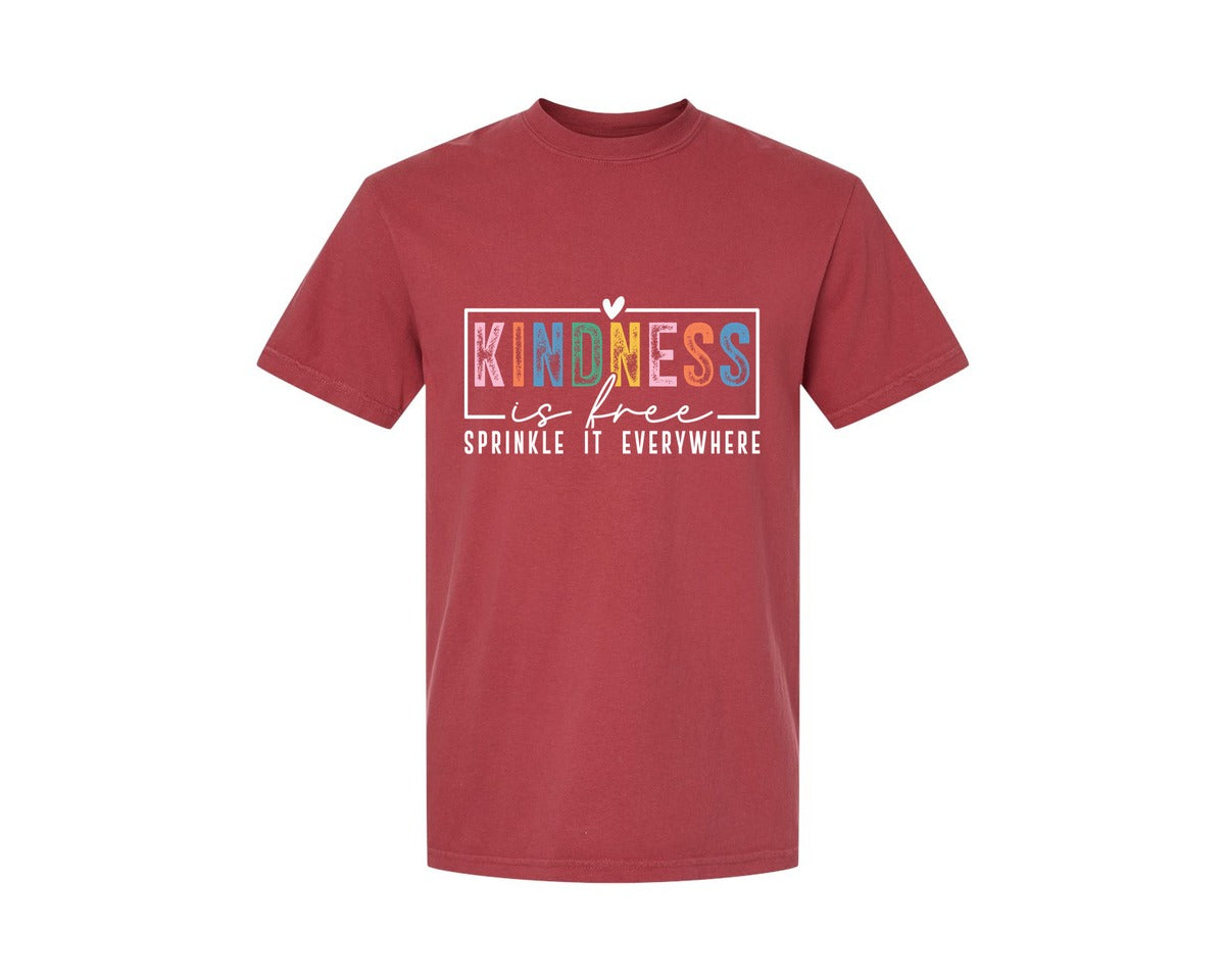 brand:Comfort Colors|color:Chili|Kindness Is Free Sprinkle It Everywhere 81 Graphic T-Shirt