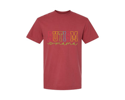 brand:Comfort Colors|color:Chili|Autism Mama Awareness Graphic T-Shirt