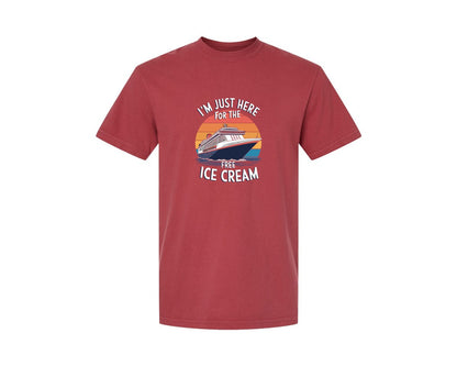brand:Comfort Colors|color:Chili|Im Just Here For The Free Ice Cream 2 Graphic T-Shirt