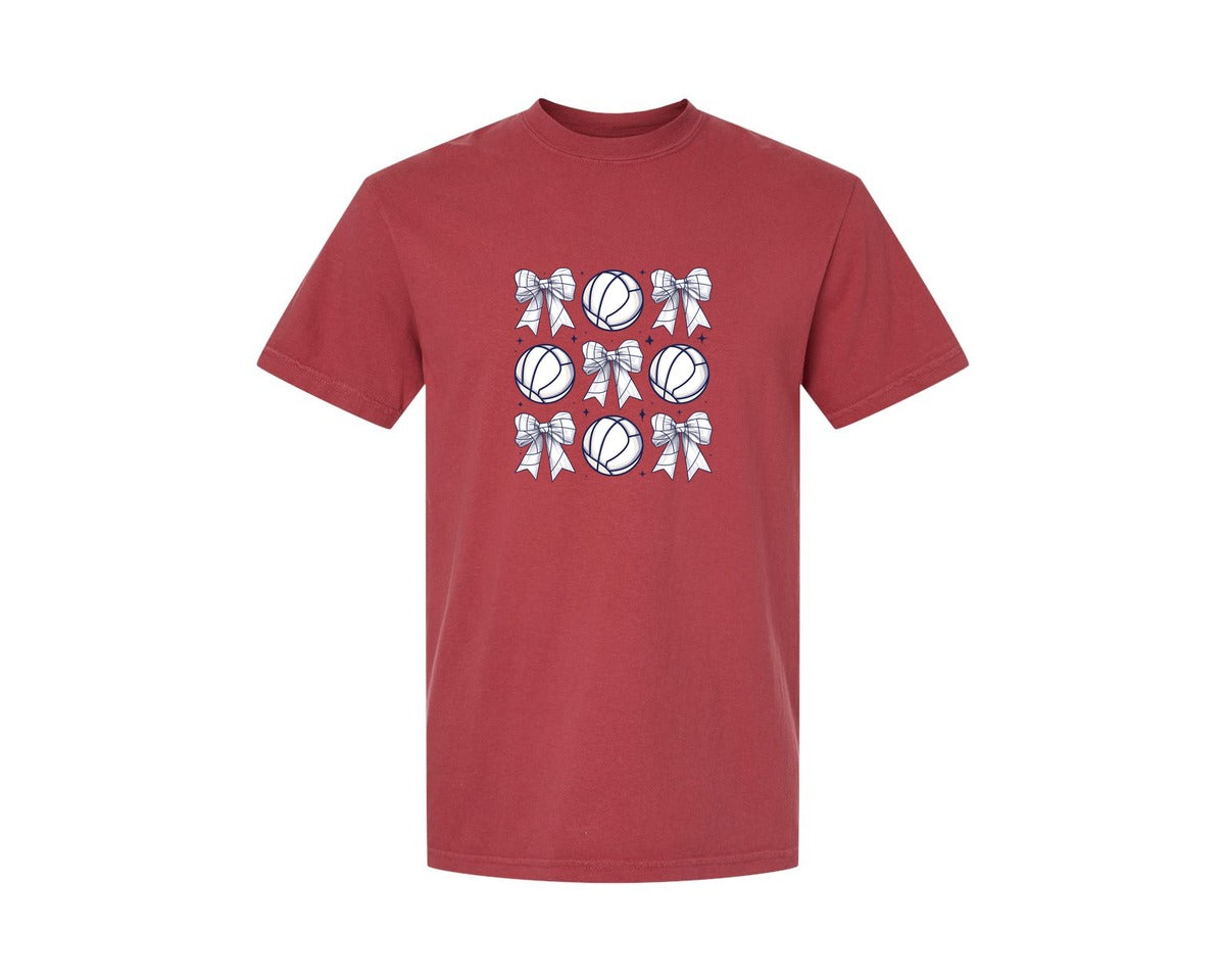 brand:Comfort Colors|color:Chili|Volleyball Bow Volleyball Mama Graphic T-Shirt