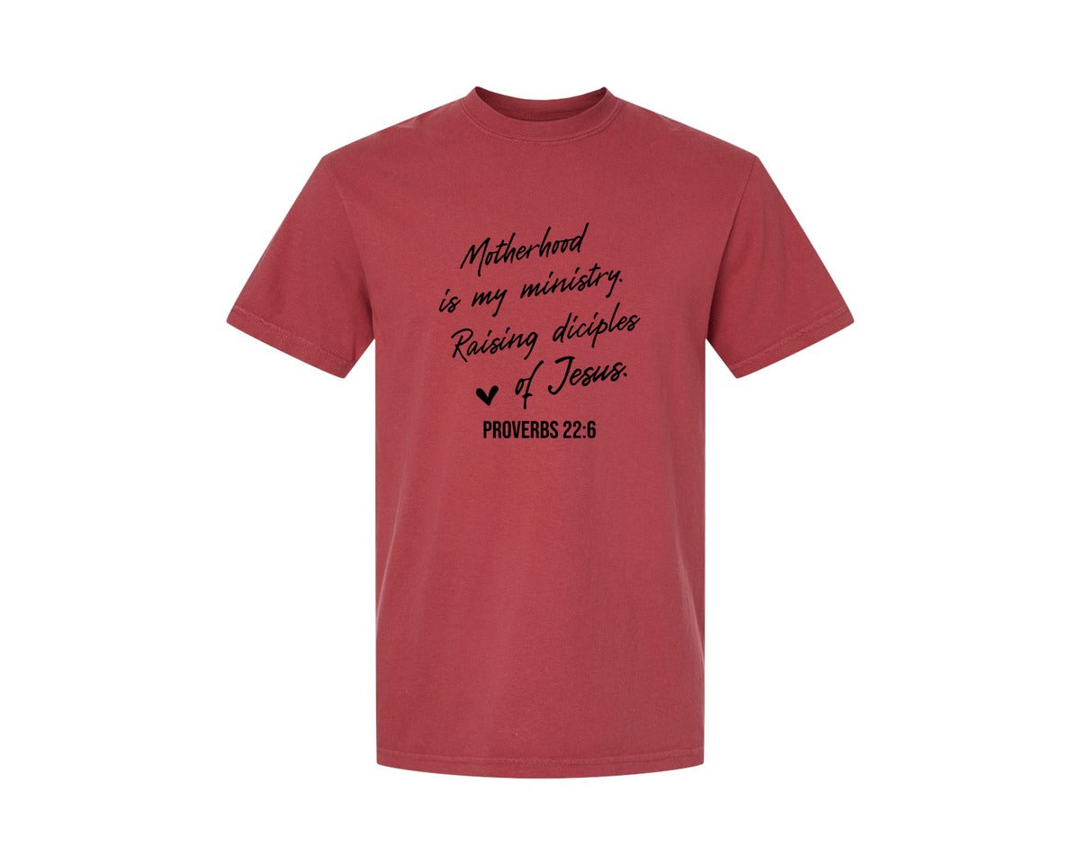brand:Comfort Colors|color:Chili|Christian Mom Motherhood Is Kingdom Graphic T-Shirt